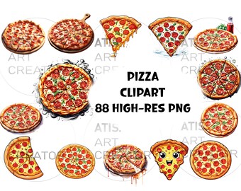 Pizza Clipart: 88 High-Res Pizza PNGs (Digital Download)