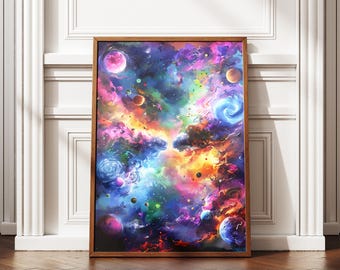 Colorful Galaxy Poster: Abstract Cosmic Wall Art (Digital Download)