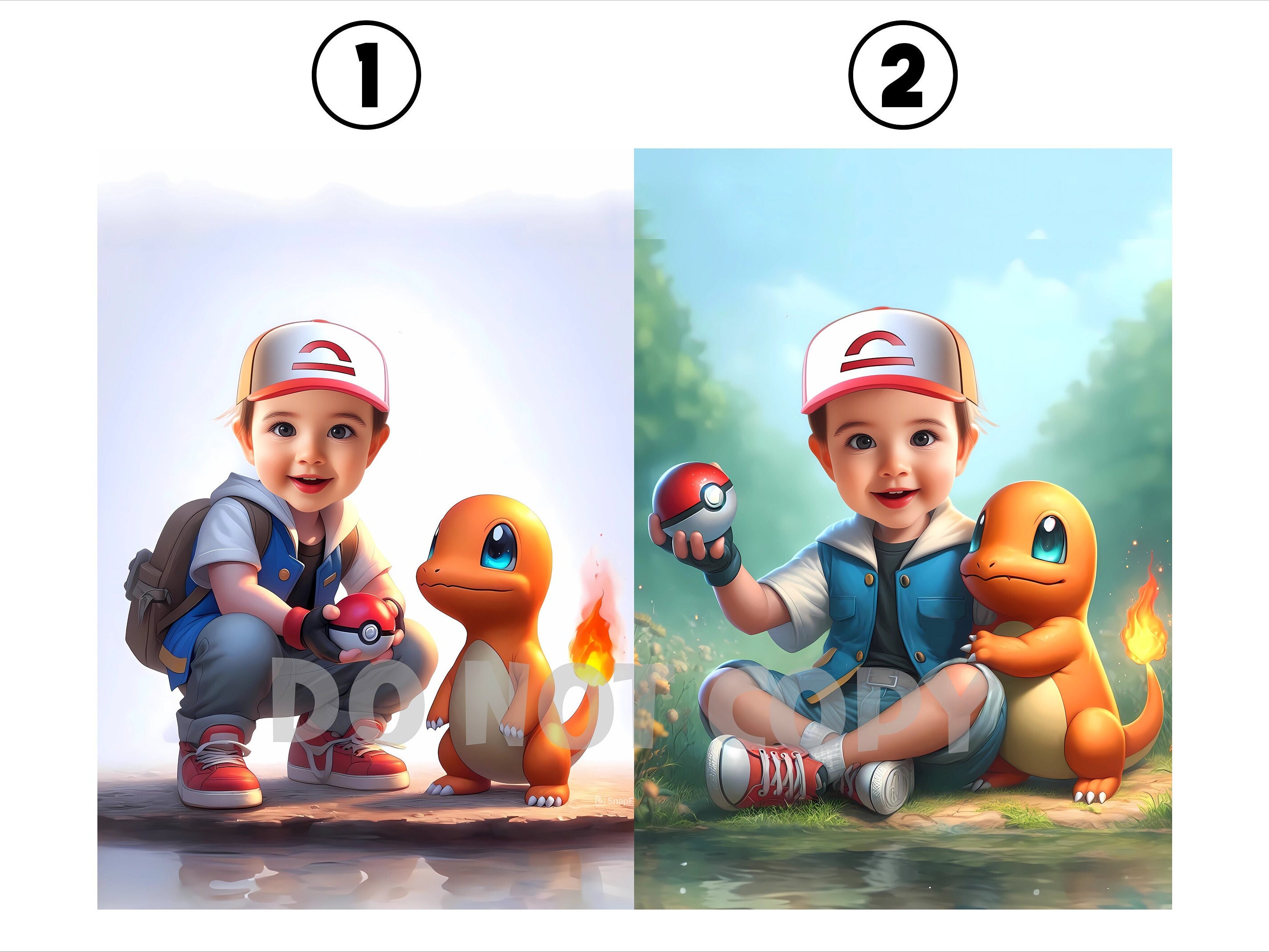 Pokemon Portrait, Charmander Portrait, Ash Portrait, Custom Pokemon Trainer, Pokemon Poster, Personalized Pokemon, Personalized Charmander