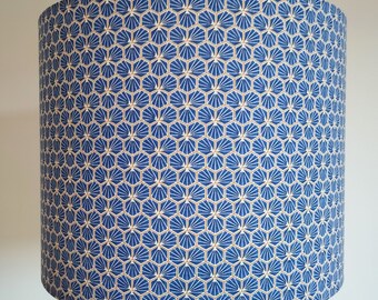 blue and white cotton fabric lampshade, modern, table lamp, suspension, ceiling lamp, round light