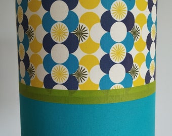 yellow and blue cotton fabric lampshade, modern, table lamp, suspension, ceiling light, round light fixture