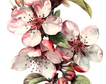 High quality digital art: Cherry blossom branch, ideal for decoration and creative projects.