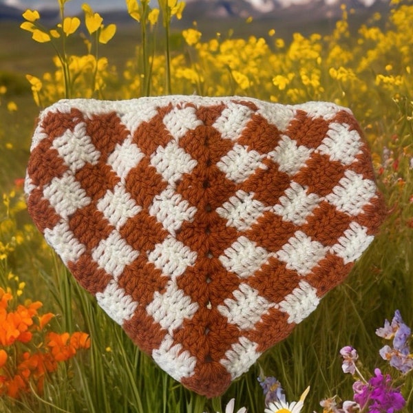 Yellow Checks Crochet Bandana