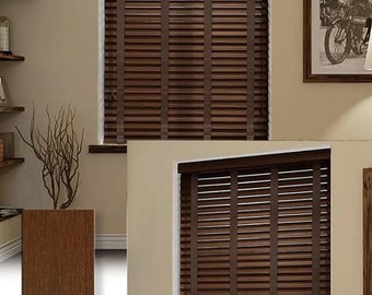 Wooden Blinds 100% Natural Wooden Blinds 50mm with Aluminum Case High Quality - Brown