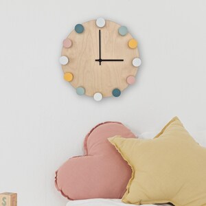 Colorful kids wall clock I  Joyful room decor for nursery, children room I Fun gifts for kids