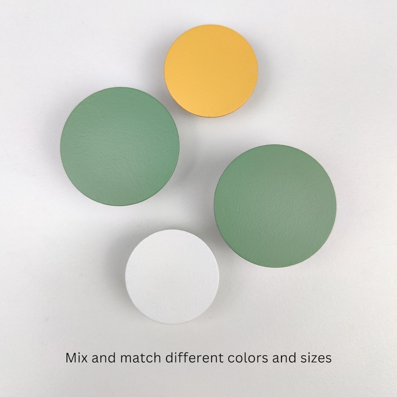 Bouton de tiroir rond plat vert en bois I Finition vert sauge mat I Fabriqué en Europe I Plus de couleurs disponibles image 9