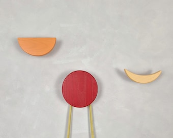 Orange, Yellow, Red Moon Phase Wall Hooks: Nursery Room Decor