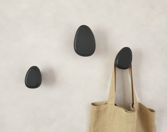 Gancio da parete nero DROP I Legno I 2 misure I Per cappotti, vestiti, cappelli I Disponibili in più colori