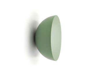 Round flat green drawer knob made from wood I Matte sage green finish I Made in Europe I More colors available