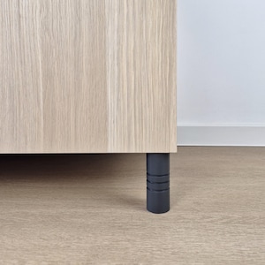 Anthracite Wood Cabinet Legs: Striped Furniture Feet, IKEA BESTA Replacement