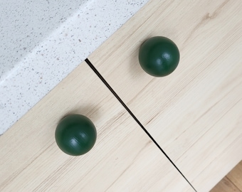 Dark Green Round Cabinet Knob: Minimalist Furniture Decor