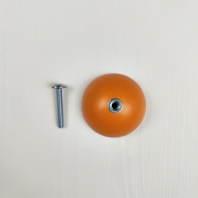 Bouton de tiroir rond plat orange I Décoration de meuble ludique pour chambre de classe, de garçon ou de fille I Plus de couleurs image 5