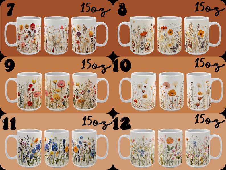 Pressed Flowers Mug, Boho Wildflowers Cottagecore Coffee Mug, Flower Garden Lover, Gift For Her, Botanical, Spring Floral Nature image 6