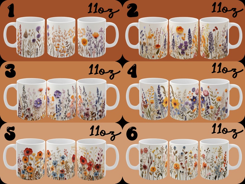 Pressed Flowers Mug, Boho Wildflowers Cottagecore Coffee Mug, Flower Garden Lover, Gift For Her, Botanical, Spring Floral Nature image 3