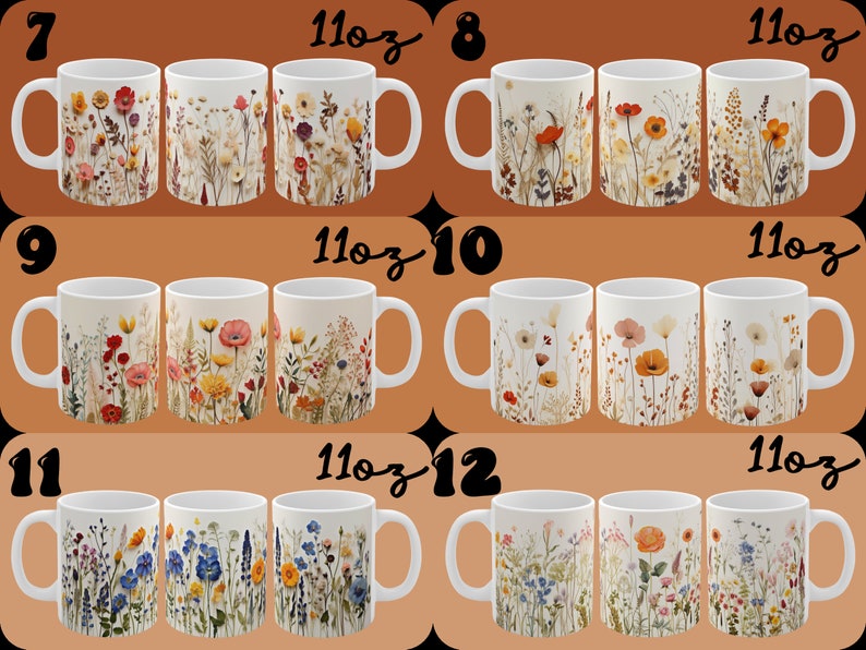 Pressed Flowers Mug, Boho Wildflowers Cottagecore Coffee Mug, Flower Garden Lover, Gift For Her, Botanical, Spring Floral Nature image 4