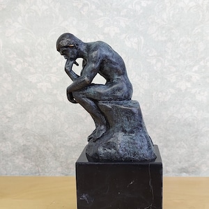 Bronze Thinker Sculpture by Rodin in Green Patina - Rodin&#39;s The Thinker Statue Thinking Male Art Statue Classic Male Figurine French Deco