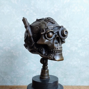 Bronze Schädel Skulptur Steampunk Dekoration Bronze Schädel Statue Steampunk Kunst Steampunk Liebhaber Geschenk Schädel Figur Schädel Geschenk Kunst Statue