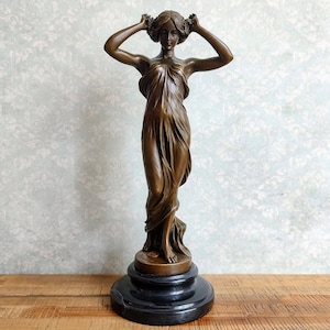 Bronze Wood Nymph Statue: Forest Goddess Sculpture - Art Nouveau Style
