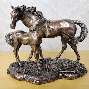 Horse and Foal Bronze Finish Figurine
