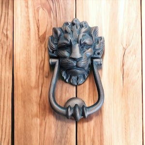 Vintage Style Cast Iron Lion Door Knocker for Front Door and Animal Deco