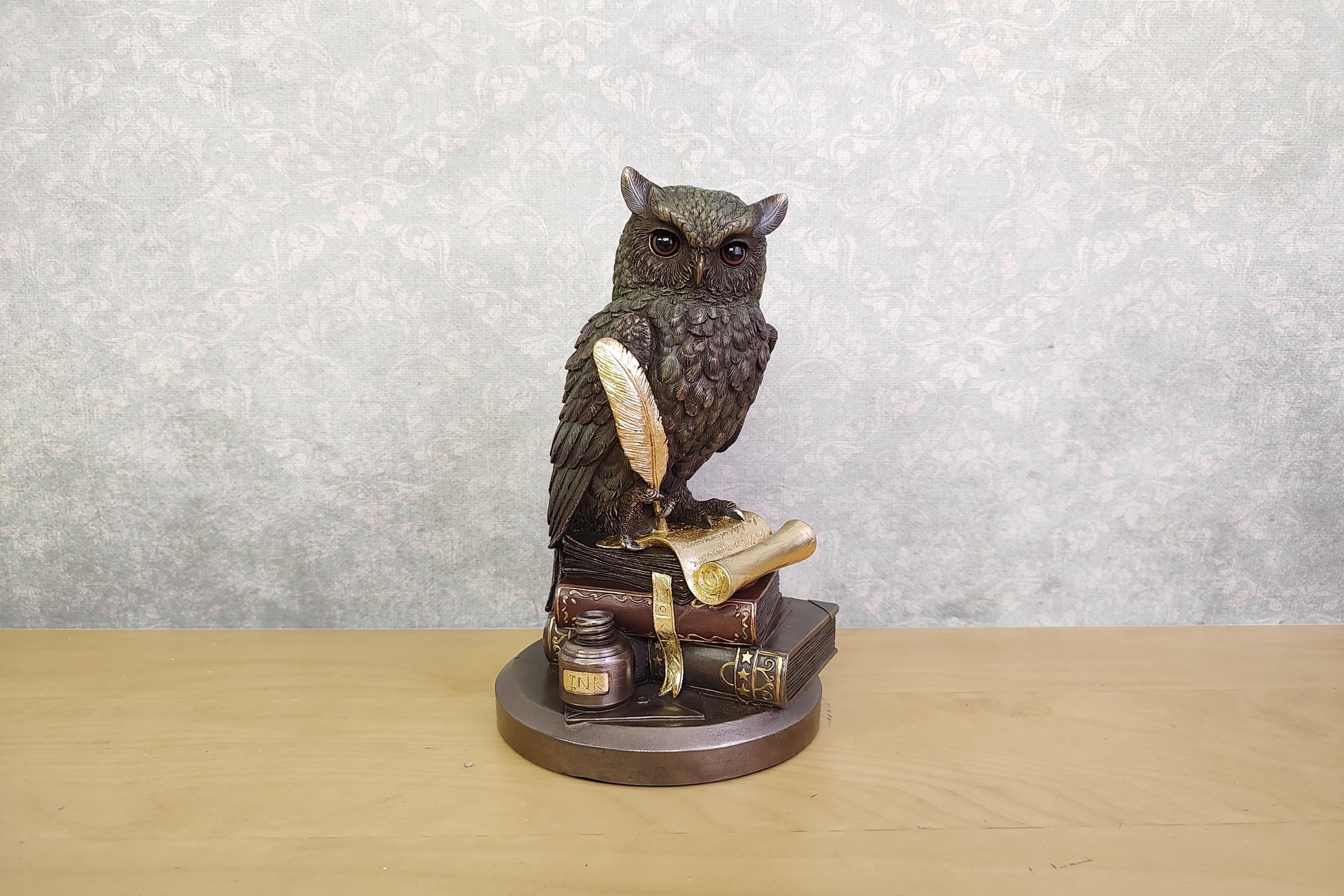 Owl of Athena - Symbol of Wisdom Statue, 9"/23cm Cold Cast Bronze & Resin Figurine - Owl of