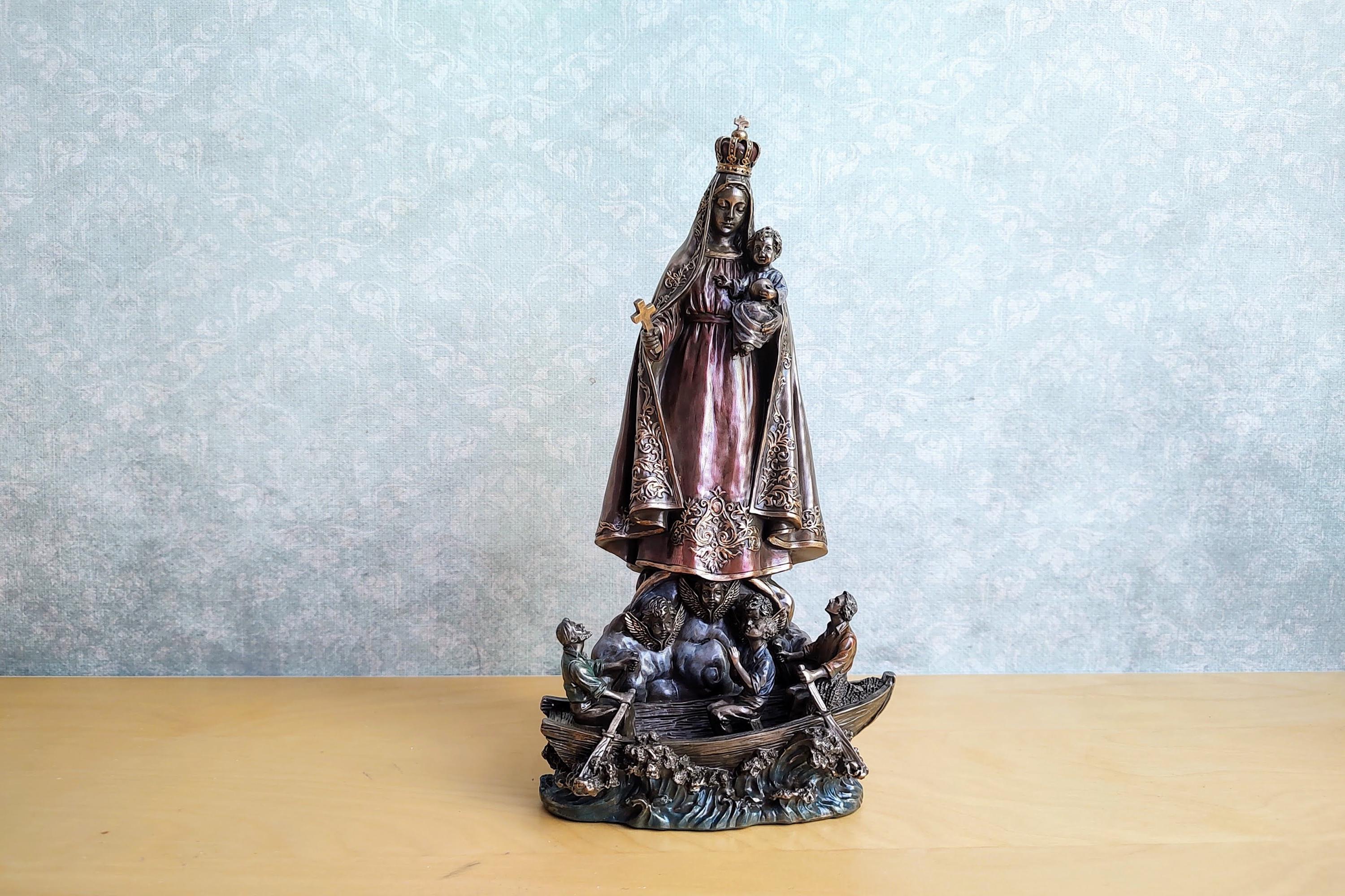 Our Lady of Charity Statue: Bronze Resin Catholic Home Altar Decoration
