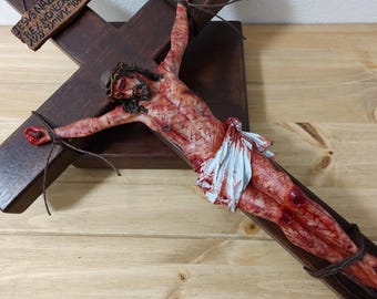 Handmade Passion Christ Crucifix: Catholic Wall/Table Cross (23.6 inches/60cm)