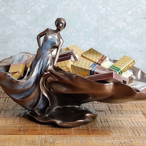 Bronze Coated Resin Platter: Dancing Woman Decorative Tray