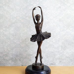 Handgefertigte Bronze Ballerina Statue: Jugendstil Tänzerin Skulptur