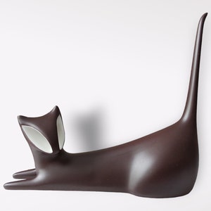 Royal Dux Brown Porcelain Cat Figurine: Jaroslav Jezek Czech Design