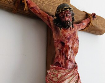 Het plechtige lijden kruisbeeld kruis realistisch kruisbeeld Christuswond voor meditatie The Lord's PASSION CRUCIFIX 19,7 inch/50 cm cadeau