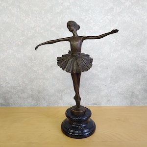 Bronze Ballerina Sculpture – Lost-Wax Real Bronze Ballet Dancer French Foundry Mark