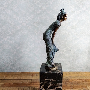 Bronze Female Sculpture in Swirling Dress Modern Bronze Sculpture Female Art Statue Contemporary Art Sculpture Bronze Female Figurine Art