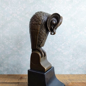 Art Deco Bronze Owl Sculpture on Marble Base - After Mendes da Costa