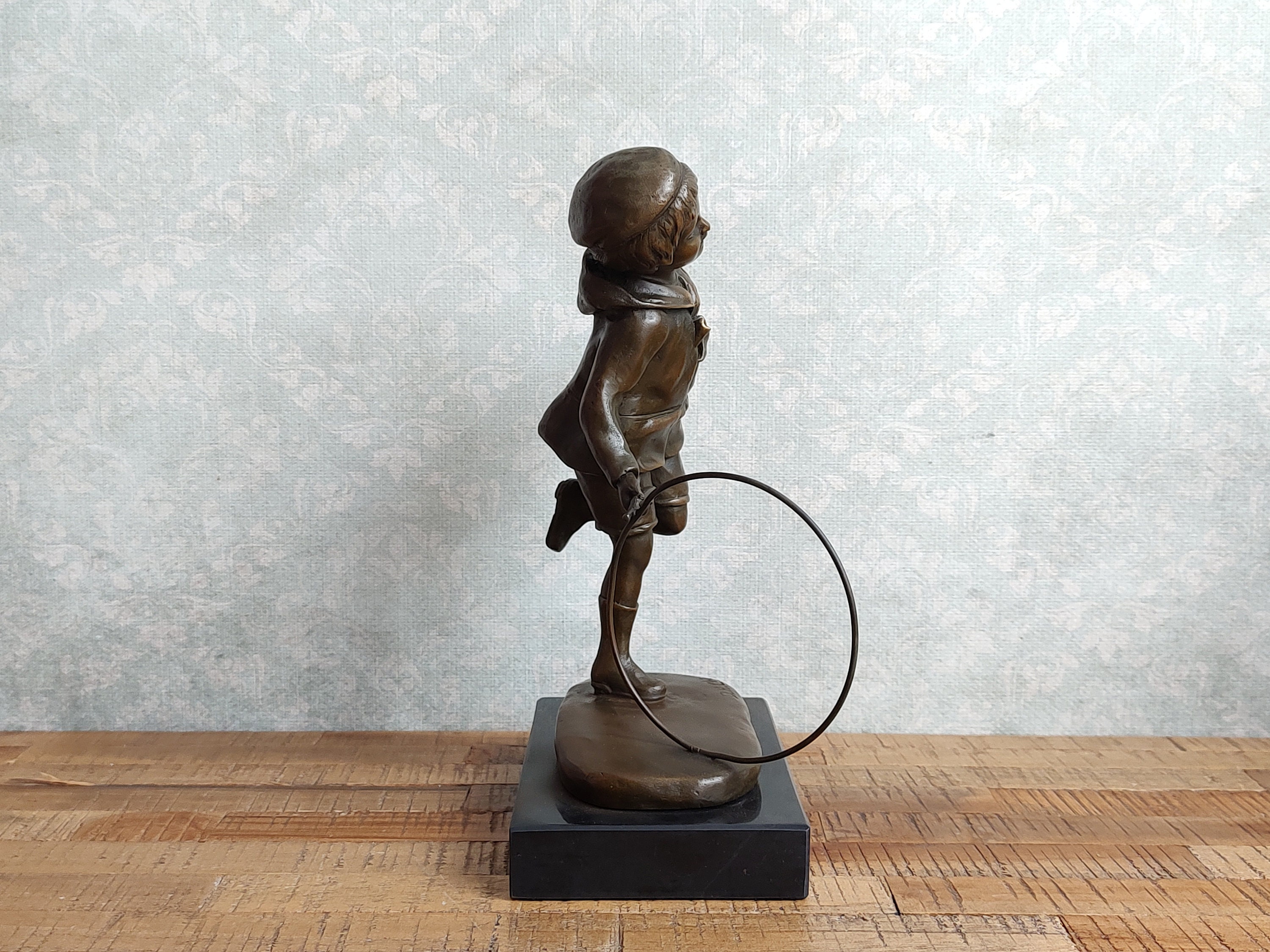 Chiparus Bronze Sculpture: Boy With Hoop on Marble Base - Etsy