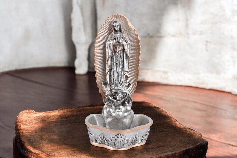 Our Lady of Guadalupe - Holy Water Font - Catholic Religious Decor for Wall or Table - Home Altar