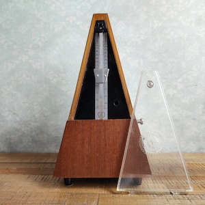 Vintage Wooden Metronome with Bell: GDR Mechanical Wind-up Chime