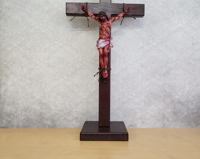 Realistic Crucifix: Inspiring Christ Wound for Meditation | Catholic Wall/Table Cross | Religious Gift | Large Passion Christ Crucifix