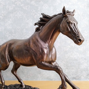 Running Horse Bronze Finish Sculpture Figurine - Home Décor Statue