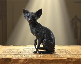 Bronze Sphynx Katzen Skulptur - Elegante Moderne Kunst Figur für Sammler und Katzenliebhaber Bronze Skulptur