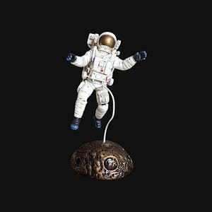 Hand-Painted Moonwalker Figurine: Cold Cast Resin Spaceman Sculpture