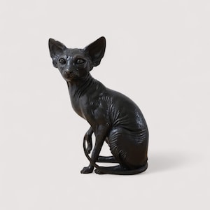 Bronze Sphynx Cat Sculpture - Elegant Modern Art Figurine for Collectors and Cat Lovers Bronze Sculpture