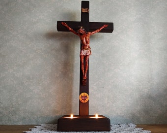 The One and Only Unique 40cm 15 inch Wall or Table Crucifix on the Base a Home Altar Lent Devotions Meditation on the Cross of Jesus