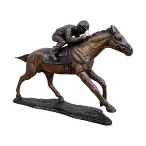 Bronze Jockey on Horse Sculpture - Horse Racing Art