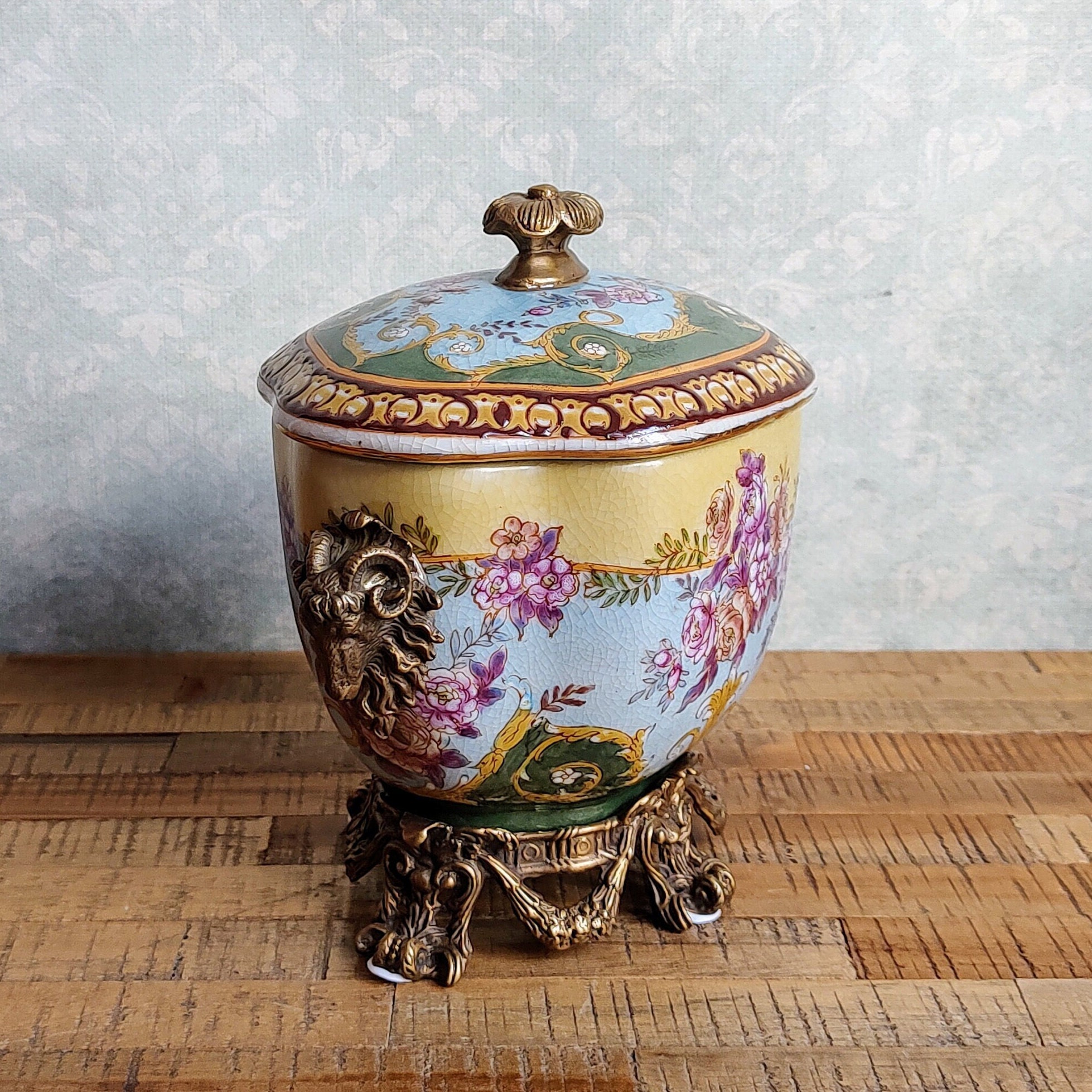 Porcelain Box With Lid, Bronzemounted, Lavishly Decorated With