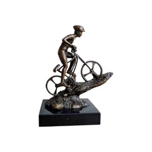 Bronze Mountainbiker Sculpture Outdoor Sports Trophy Bronze Mountainbiker Statue Mountain Biking Gift Biking Lovers Gift Bronze Art Statue