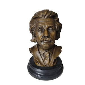 Albert Einstein Bust - Bronze Sculpture on Marble Base