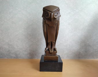 Art Deco Bronze Owl Sculpture - Johan Coenraad Altorf Inspired