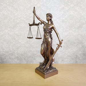 Lady Justice Statue: Bronze Finish, Scales of Justice - Lawyer Gift
