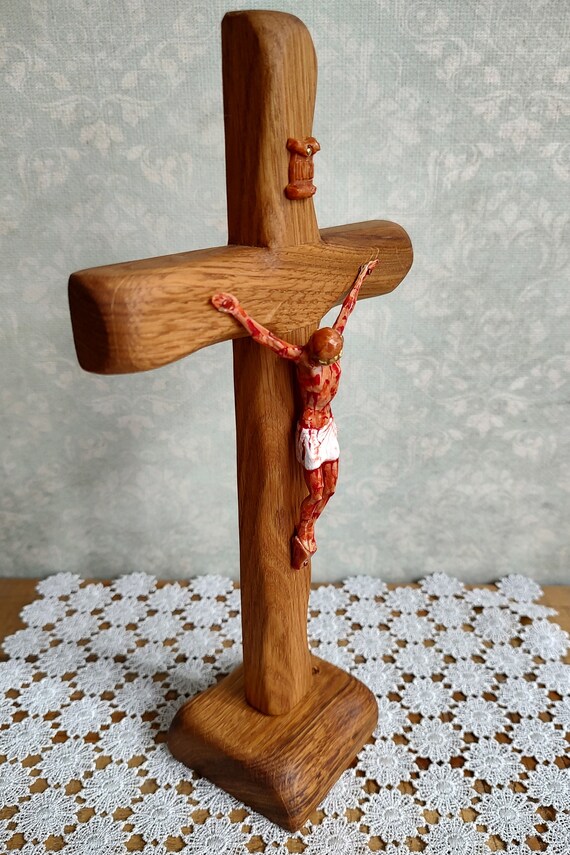 Statuina Gesù Cristo Crocifisso In Metallo - Decorazione Per Casa, Ufficio O Regalo Religioso - Foto 7